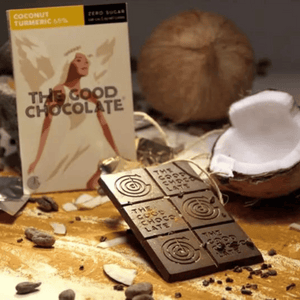 Tablette de chocolat noir coco et curcuma 70g - The Good Chocolate