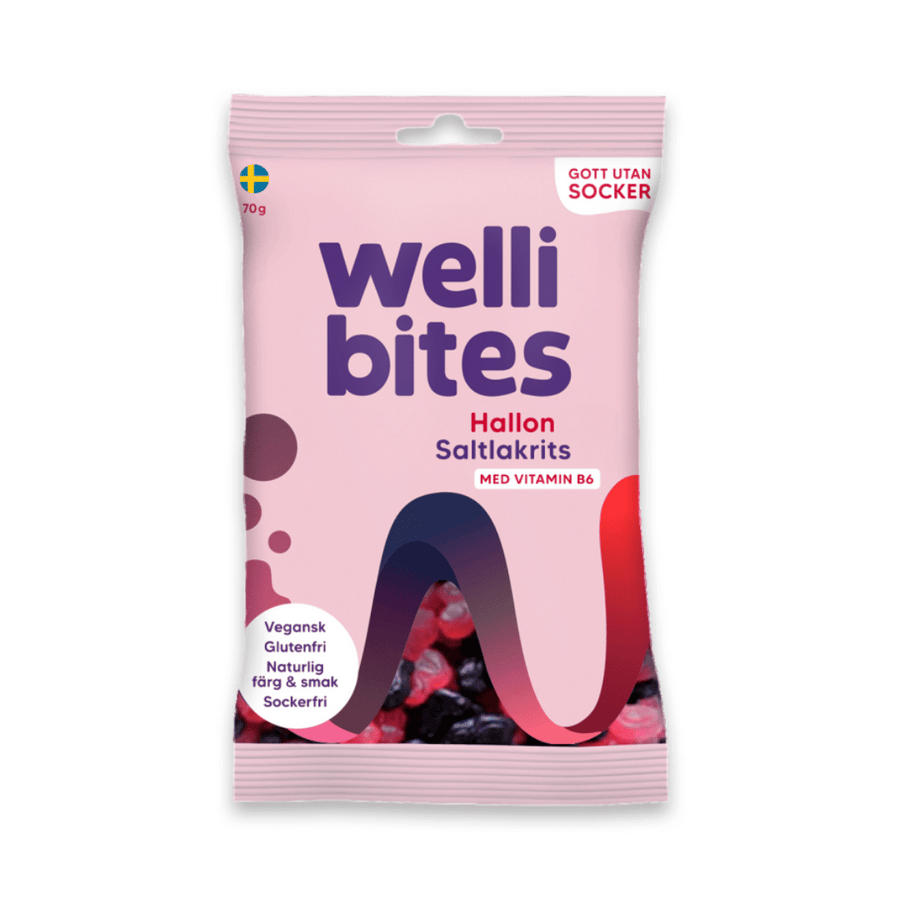 Bonbons framboise et réglisse salée 70g - Wellibites