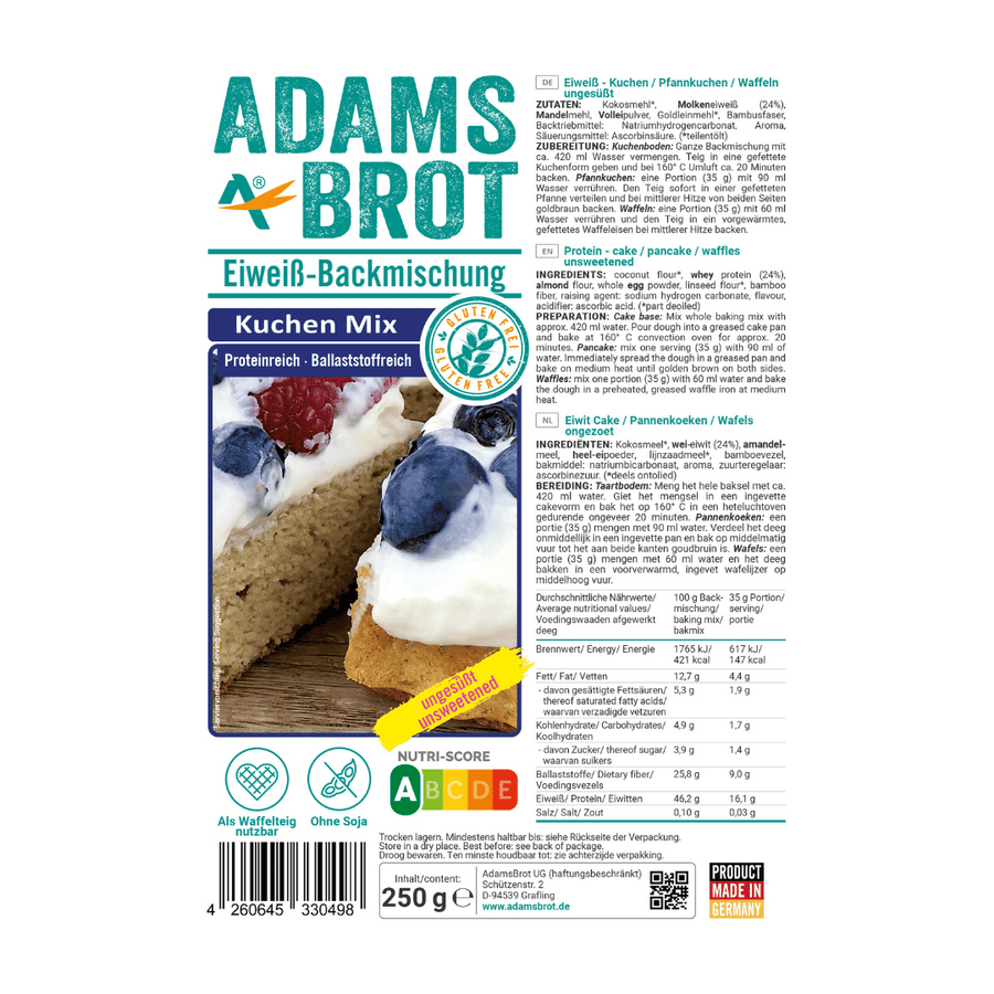 Préparation pour gâteaux protéinés 250g - Adams Brot