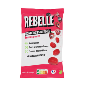 Sachet bonbons protéinés fruits rouges 50g - Rebelle