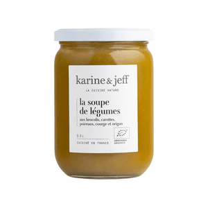 Soupe de légumes brocolis, carottes, poireaux, courge et origan 500ml - Karine & Jeff