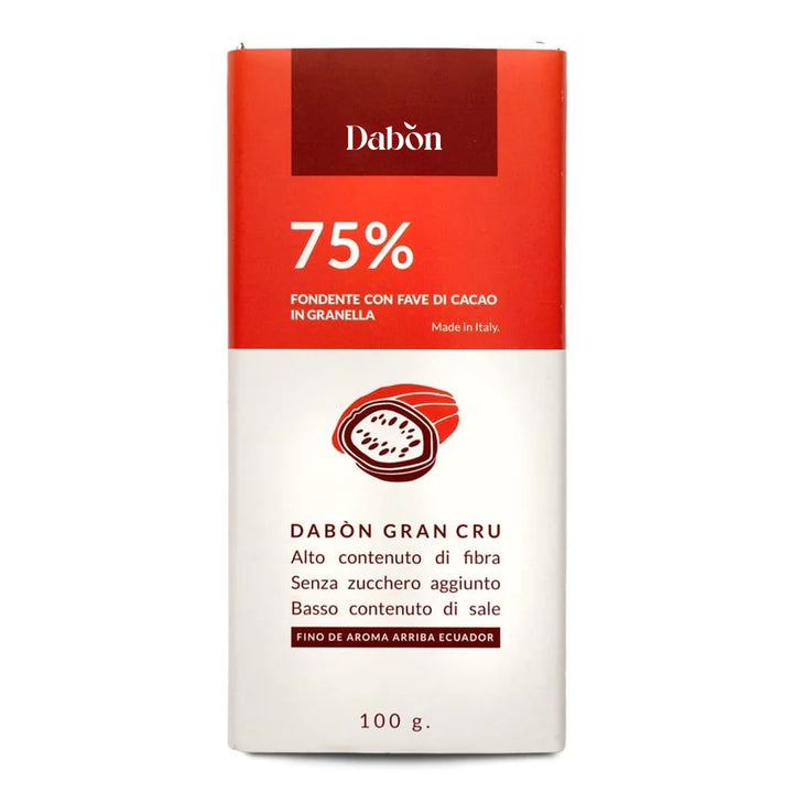 Tablette de chocolat noir 75% aux éclats de cacao 100g - Dabon