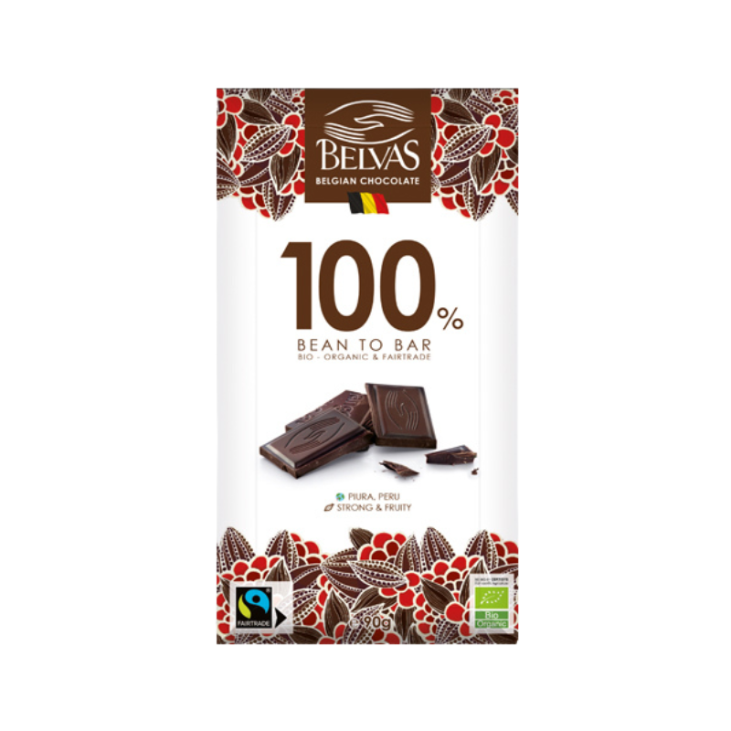Tablette chocolat noir 100% 90g - Belvas