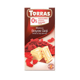 Chocolat blanc sans sucre ajouté aux baies de goji 75g - Torras