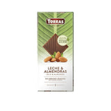 Chocolat au lait et amandes sans sucre ajouté 125g - Torras