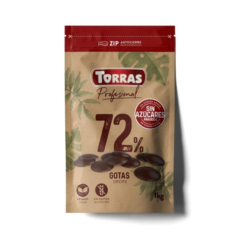 Palets de chocolat noir pâtissier sans sucre ajouté 1kg - Torras